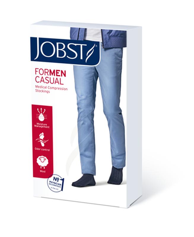 PR/1 JOBST CASUAL MEN, KNEE HIGH, 20-30MMHG, LG, BLACK, CLOSED TOE