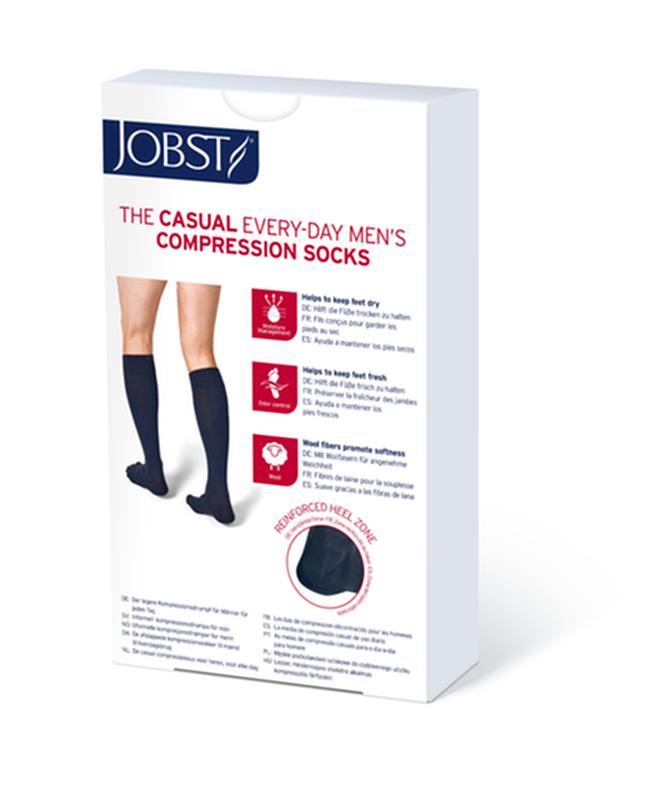 PR/1 JOBST CASUAL MEN, KNEE HIGH, 20-30MMHG, XL, BLACK, CLOSED TOE
