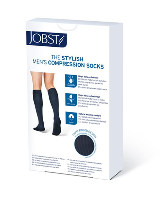 PAIR/1 JOBST FORMEN AMBITION 30-40MMHG GREY KNEE HIGH SOFTFIT STOCKINGS,CLOSED TOE 3 LONG