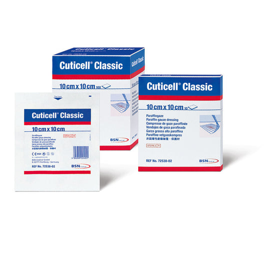 BX/10 CUTICELL CLASSIC NON-ADH DRESSING IMPREGNATED W/PARAFFIN 10CM X 40CM (RETAIL PACK)