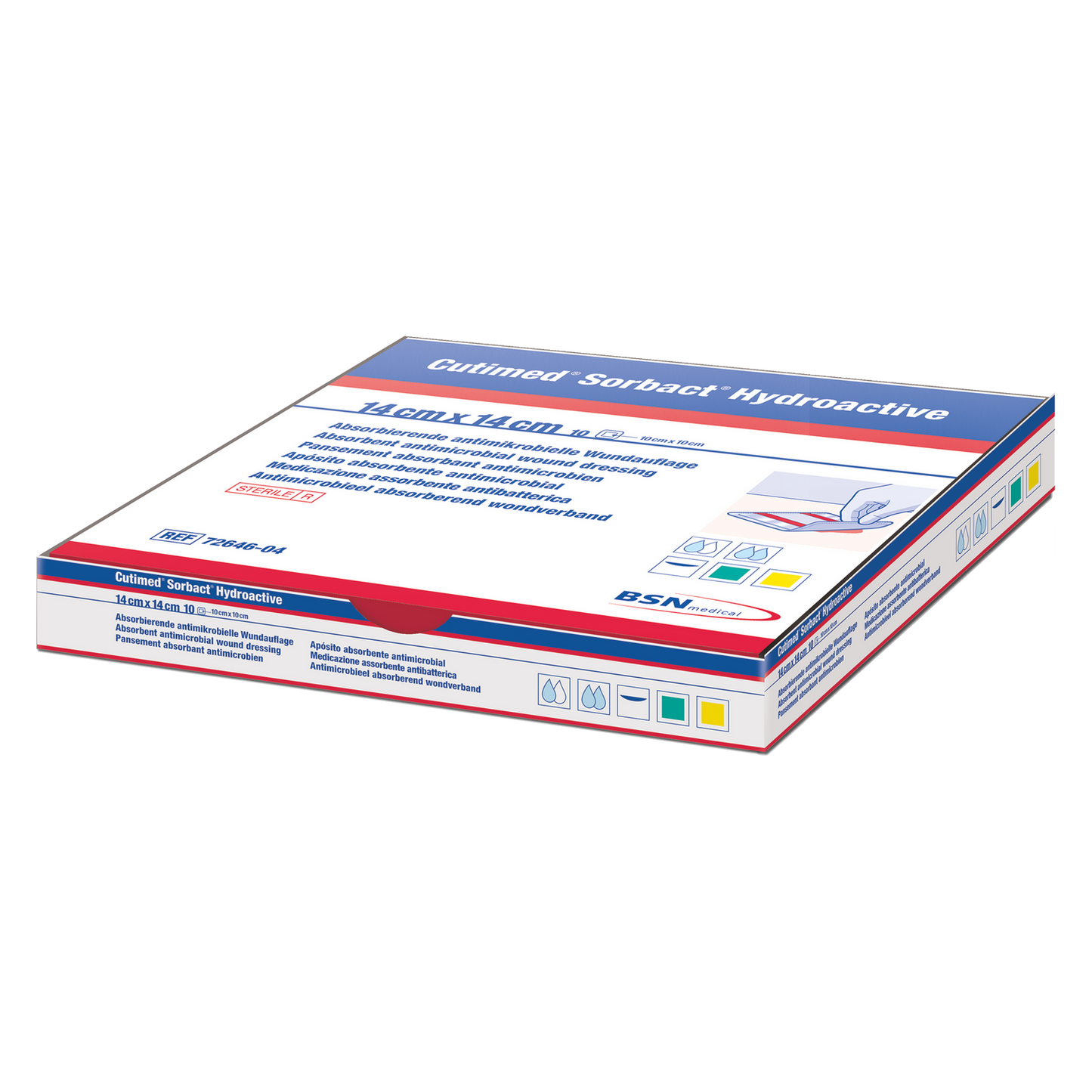 BX/10 CUTIMED SORBACT HYDROACTIVE ANTIMICROBIAL DRESSING 7CM X 8.5CM (PAD 5CM X 6.5CM)