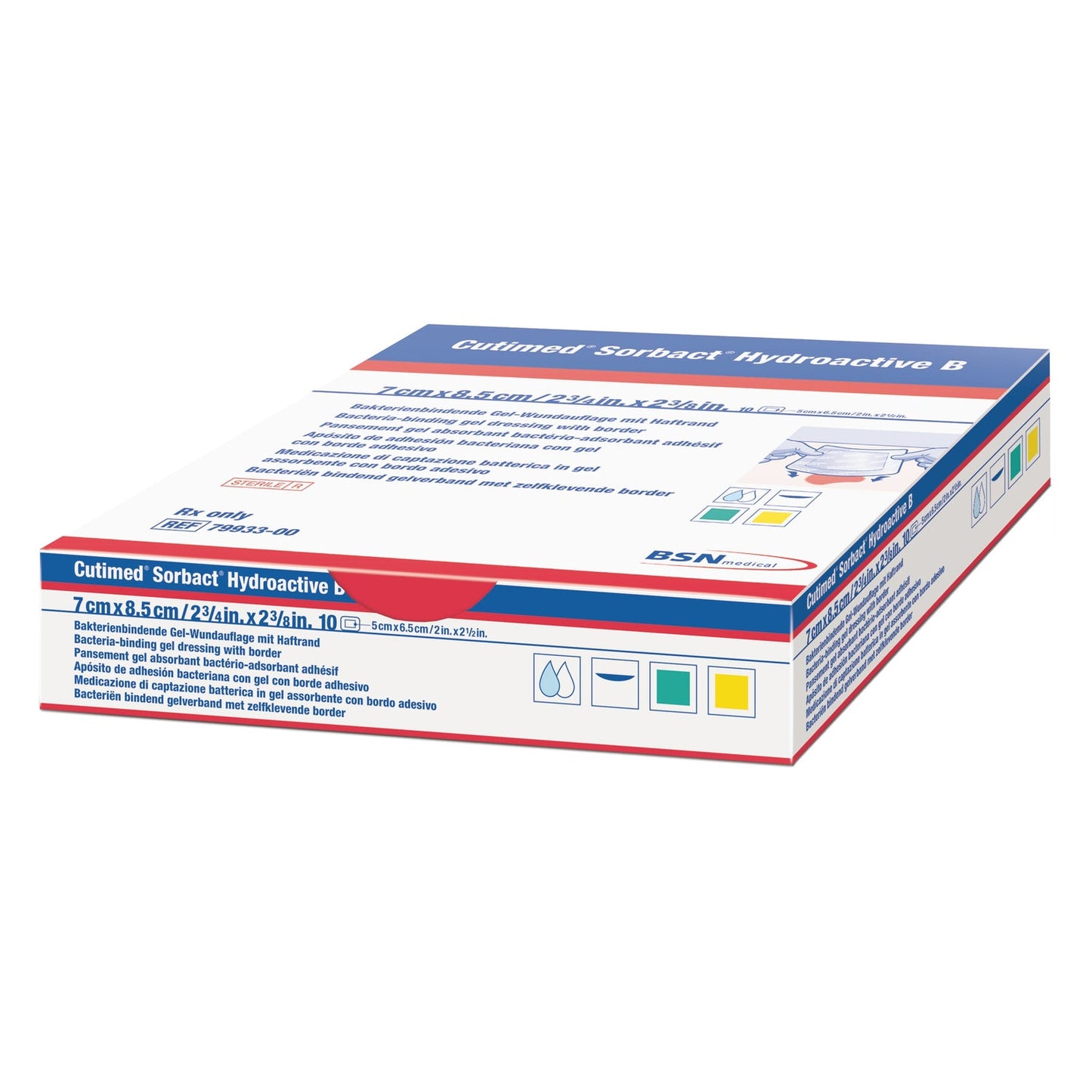 BX/10 CUTIMED SORBACT HYDROACTIVE B ANTIMICROBIAL FOAM DRESSING, ADH BORDER, 14CM X 24CM
