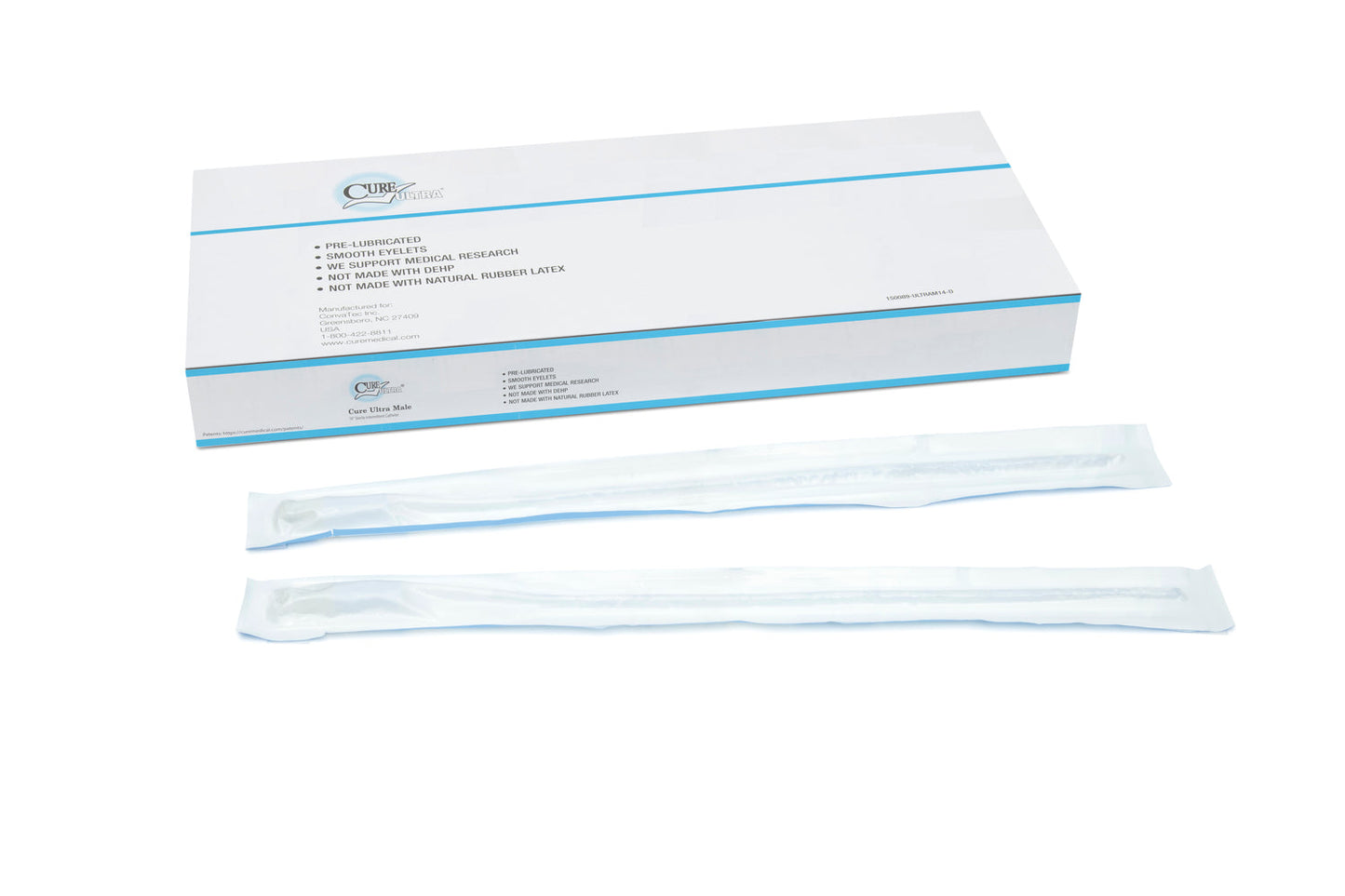 Cure Ultra™ Intermittent Pre-lubricated Urinary Catheter for Males - Box of 30