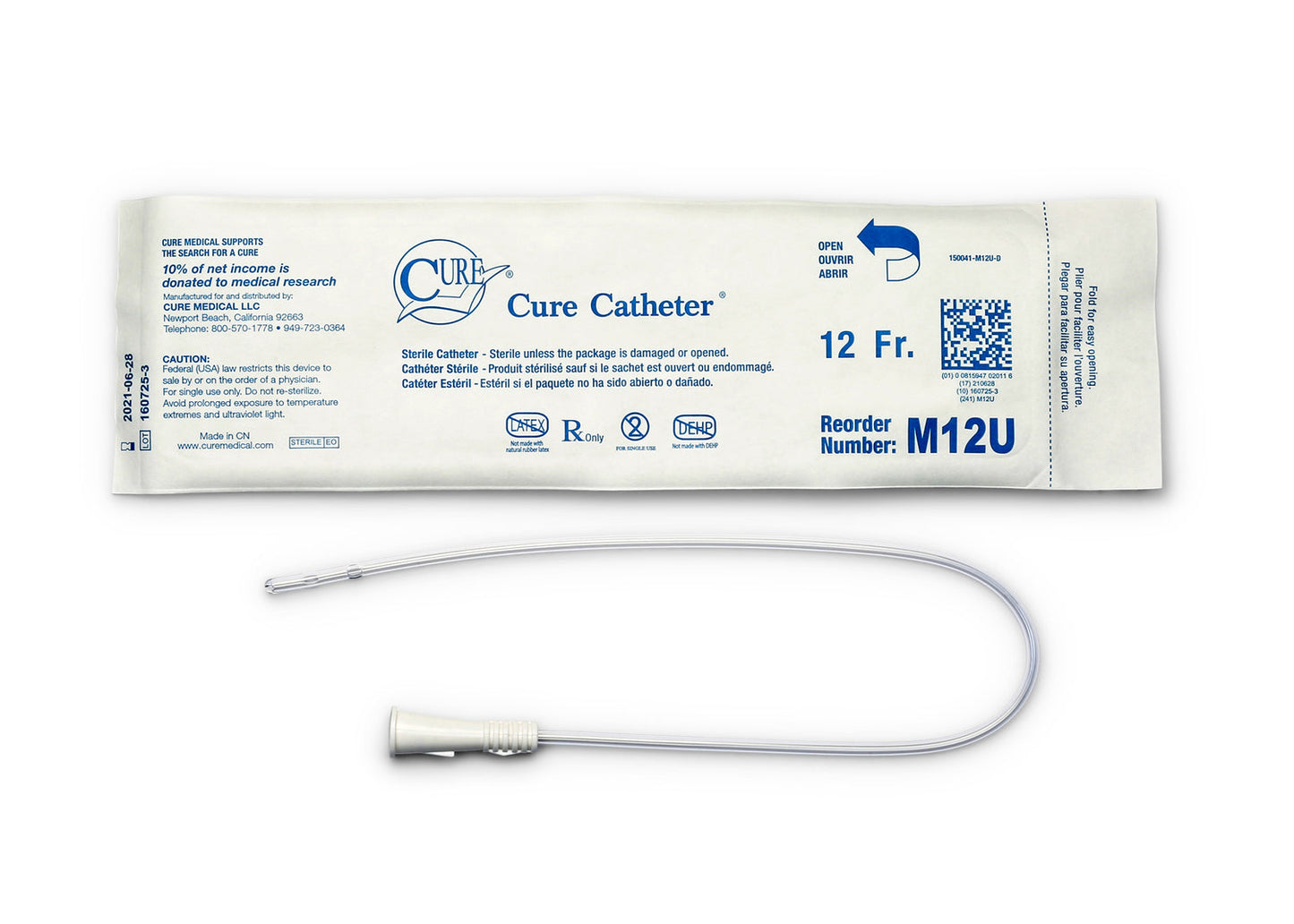 Cure Catheter™ Pocket Uncoated Intermittent Urinary Catheter for Males - Box of 30