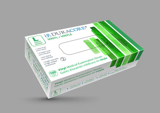 BX/100 DURACORE VINYL EXAMINATION GLOVES, NON POWDERED, LARGE (ALL SALES FINAL /NON RETURNABLE)