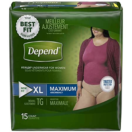 DEPEND FIT-FLEX MAXIMUM UNDERWEAR X-LARGE FEMALE CONVENIENCE