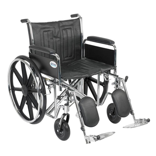 Sentra EC Heavy Duty Wheelchair, Detachable Full Arms, Elevating Leg Rests, 22" Seat - 1 Each