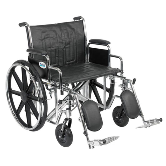 Sentra EC Heavy Duty Wheelchair, Detachable Desk Arms, Elevating Leg Rests, 24"Seat - 1 Each