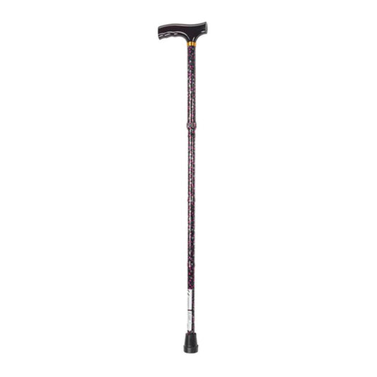 Lightweight Adjustable Folding Cane with T Handle, Black Floral - 1 Each