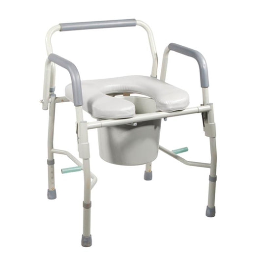 Steel Drop Arm Bedside Commode with Padded Seat and Arms - 1 Each