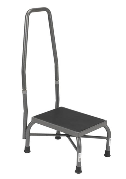 Heavy Duty Bariatric Footstool with Non Skid Rubber Platform and Handrail - 1 Each