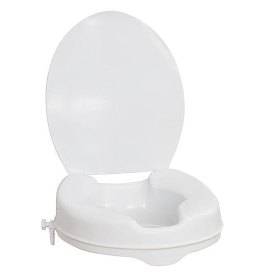 Raised Toilet Seat with Lid, White, 2" - 1 Each