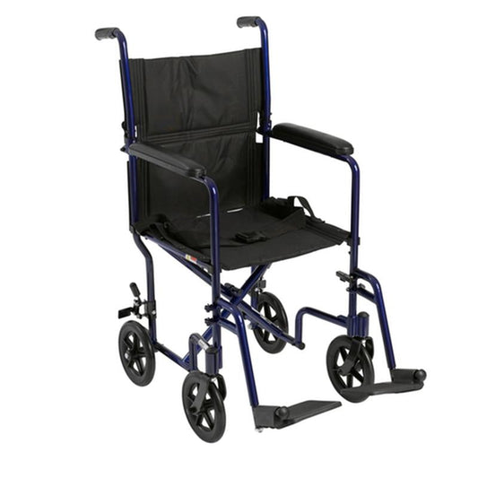 Lightweight Transport Wheelchair, 19" Seat, Blue - 1 Each