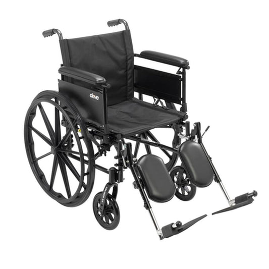 EA/1 Cruiser X4 Lightweight Dual Axle Wheelchair with Adjustable Detachable Arms, Full Arms, Elevating Leg Rests, 16" Seat
