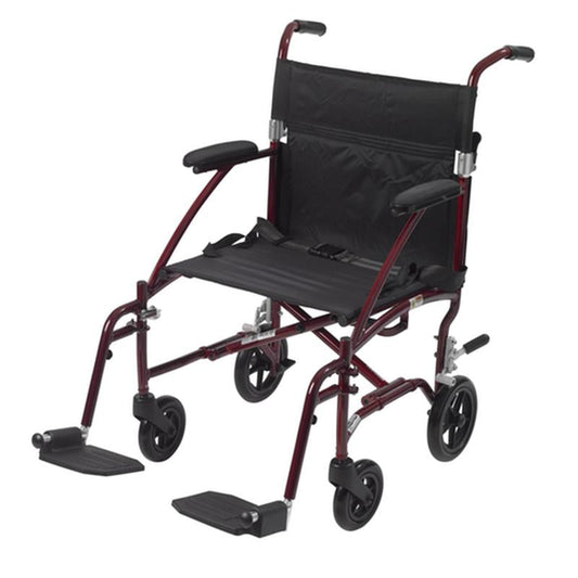Fly Lite Ultra Lightweight Transport Wheelchair, Burgundy - 1 Each