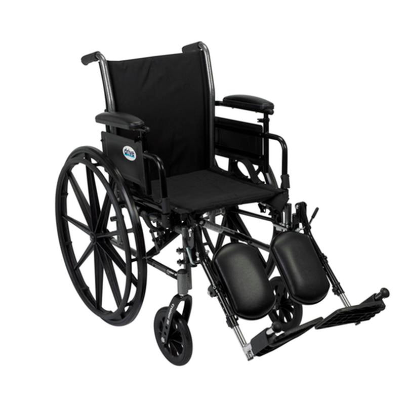 Cruiser III Light Weight Wheelchair with Flip Back Removable Arms, Adjustable Height Desk Arms, Elevating Leg Rests, 16" - 1 Each