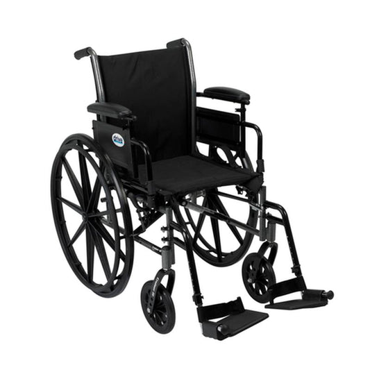 Cruiser III Light Weight Wheelchair with Flip Back Removable Arms, Adjustable Height Desk Arms, Swing away Footrests, 16" - 1 Each