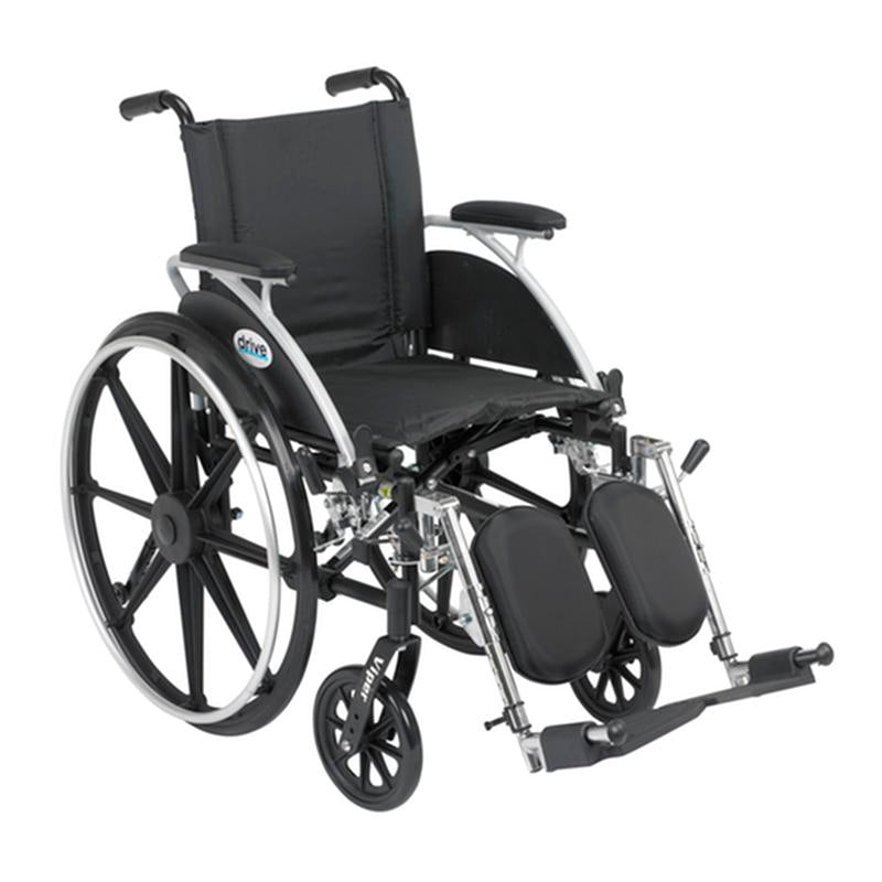 Viper Wheelchair with Flip Back Removable Arms, Desk Arms, Elevating Leg Rests, 12" Seat - 1 Each