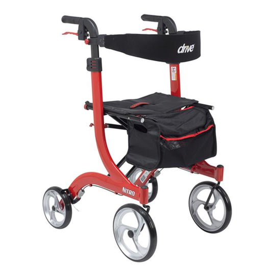 Nitro Euro Style Rollator Rolling Walker, Tall, Red - 1 Each