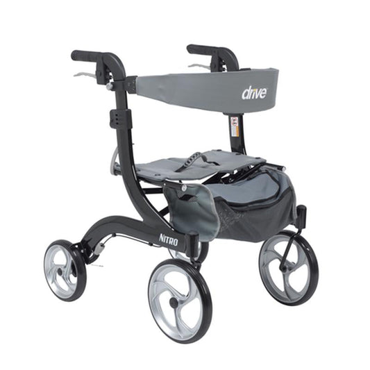 Nitro Euro Style Rollator Rolling Walker, Hemi Height, Black - 1 Each