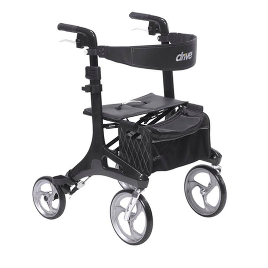 EA/1 Nitro Elite CF Carbon Fiber Rollator Rolling Walker, Black