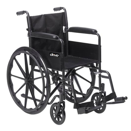 EA/1 Silver Sport 1 Wheelchair with Full Arms and Swing away Removable Footrest