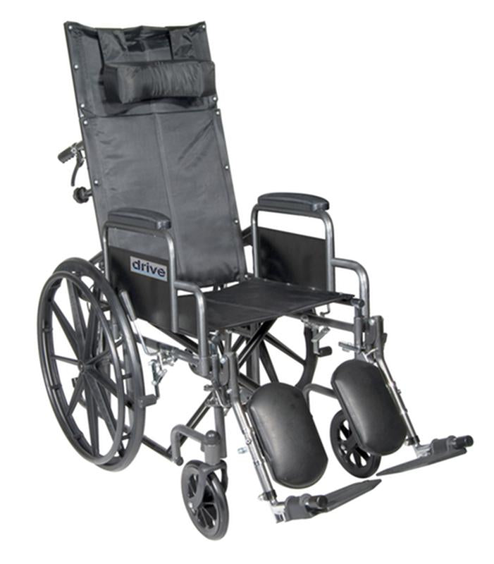 Silver Sport Reclining Wheelchair with Elevating Leg Rests, Detachable Desk Arms, 18" Seat - 1 Each
