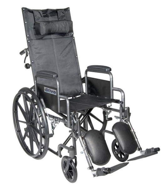 Silver Sport Reclining Wheelchair with Elevating Leg Rests, Detachable Desk Arms, 20" Seat - 1 Each