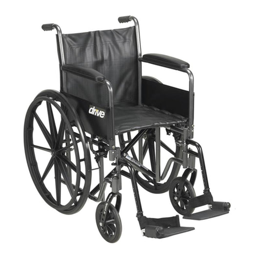 Silver Sport 2 Wheelchair, Detachable Full Arms, Swing away Footrests, 18" Seat - 1 Each