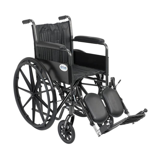 Silver Sport 2 Wheelchair, Non Removable Fixed Arms, Elevating Leg Rests, 18" Seat - 1 Each
