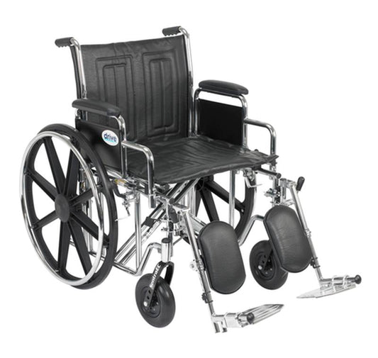 Sentra EC Heavy Duty Wheelchair, Detachable Desk Arms, Elevating Leg Rests, 20" Seat - 1 Each