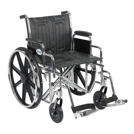 Sentra EC Heavy Duty Wheelchair, Detachable Desk Arms, Swing away Footrests, 20" Seat - 1 Each