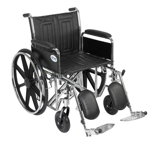 Sentra EC Heavy Duty Wheelchair, Detachable Full Arms, Elevating Leg Rests, 20" Seat - 1 Each