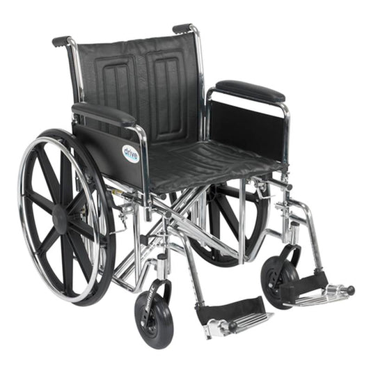 Sentra EC Heavy Duty Wheelchair, Detachable Full Arms, Swing away Footrests, 20" Seat - 1 Each