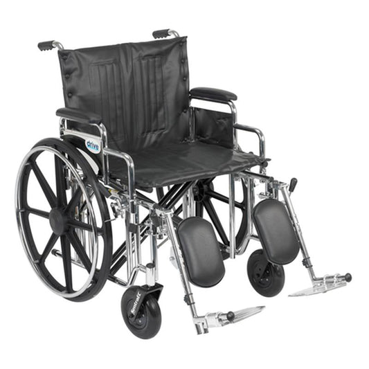 Sentra Extra Heavy Duty Wheelchair, Detachable Desk Arms, Elevating Leg Rests, 22" Seat - 1 Each