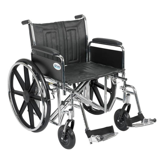 Sentra EC Heavy Duty Wheelchair, Detachable Full Arms, Swing away Footrests, 22" Seat - 1 Each