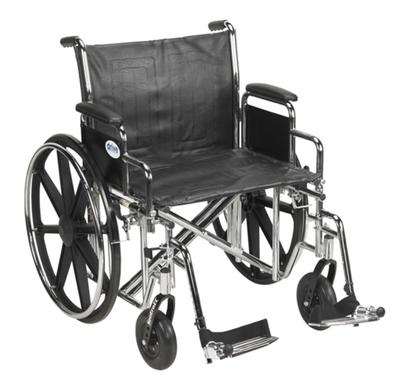 Sentra EC Heavy Duty Wheelchair, Detachable Desk Arms, Swing away Footrests, 24" Seat - 1 Each