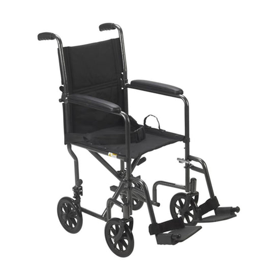 EA/1 Lightweight Steel Transport Wheelchair, Fixed Full Arms, 19" Seat