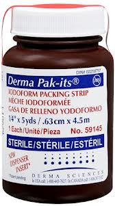 (CS12) EA/1 PAK-ITS IODOFORM PACKING GAUZE, SIZE 1/4IN X 5Y