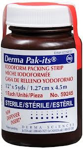 (CS12) EA/1 PAK-ITS IODOFORM PACKING GAUZE, SIZE 1/2IN X 5Y