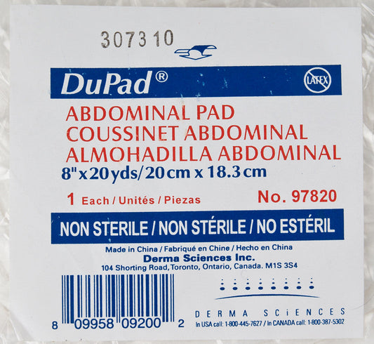 PK/1 DUPAD ABDOMINAL PAD 8IN x 20YDS, NON-STERILE