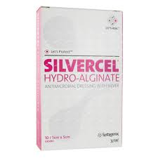 BX/10 SILVERCEL HYDRO-ALGINATE ANTIMICROBIAL DRESSING WITH SILVER 5CM X 5CM