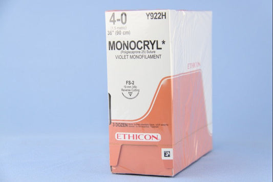 CS/36 SUTURE ETHICON MONOCRYL VIOLET SIZE 4 27IN, MONO CUTICULAR FS-2