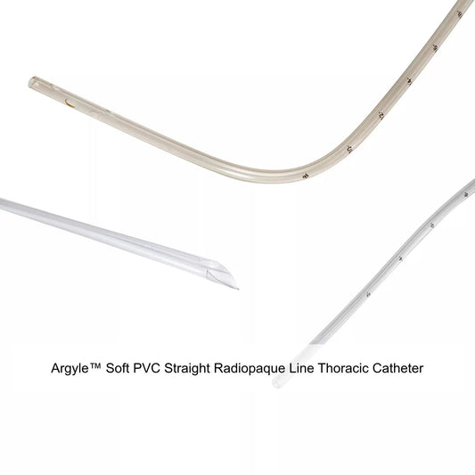 CS/10 ARGYLE THORACIC CATHETER 16FR 20" STRAIGHT CLEAR PVC STERILE 4-EYES SMOOTH & OPEN DISTAL TIP BEVELED CONNECTOR DEPTH MARKS AT 2cm