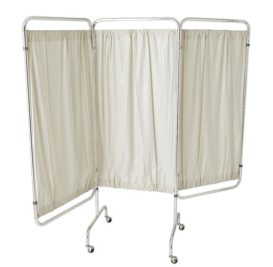 EA/1 PRIVACY SCREEN, 3 PANEL WITH 2" CASTERS AND WHITE VINYL PANEL