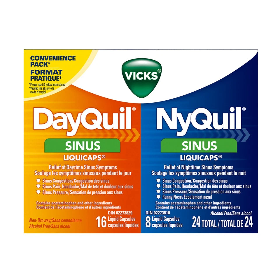 Vicks DayQuil and NyQuil Sinus 24 capsules – McKnights Pharmacy