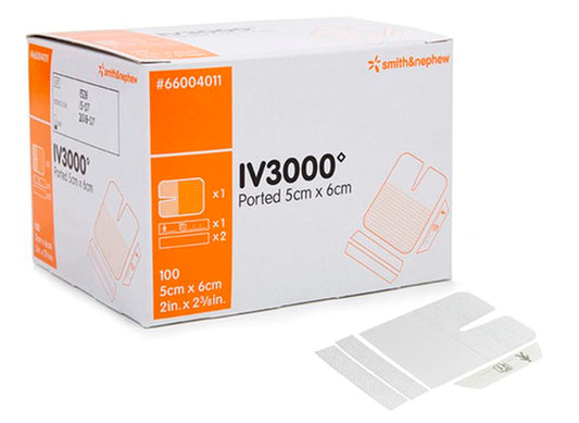 BX/100 IV3000 ONE HAND PORTED FIXATION DRESSING, SIZE 7CM X 9CM