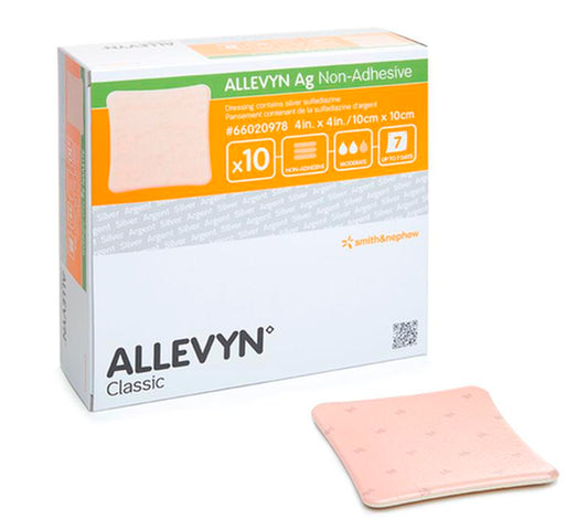 BX/10 ALLEVYN AG NON-ADHESIVE DRESSING, SIZE 10CM X 10CM