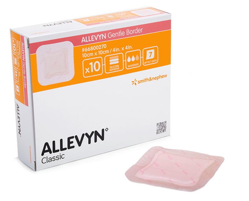 BX/10 ALLEVYN GENTLE BORDER DRESSING, SIZE 10CM X 10CM