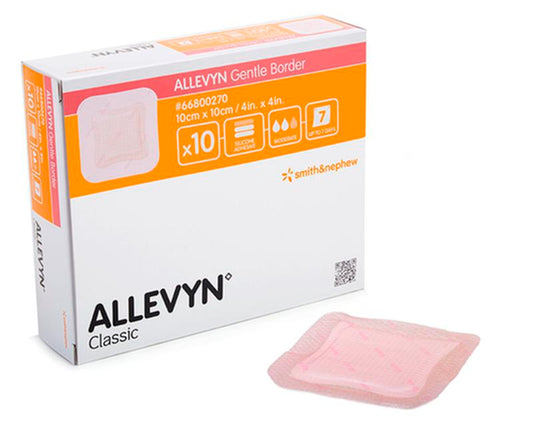 BX/10 ALLEVYN GENTLE BORDER DRESSING, SIZE 10CM X 10CM